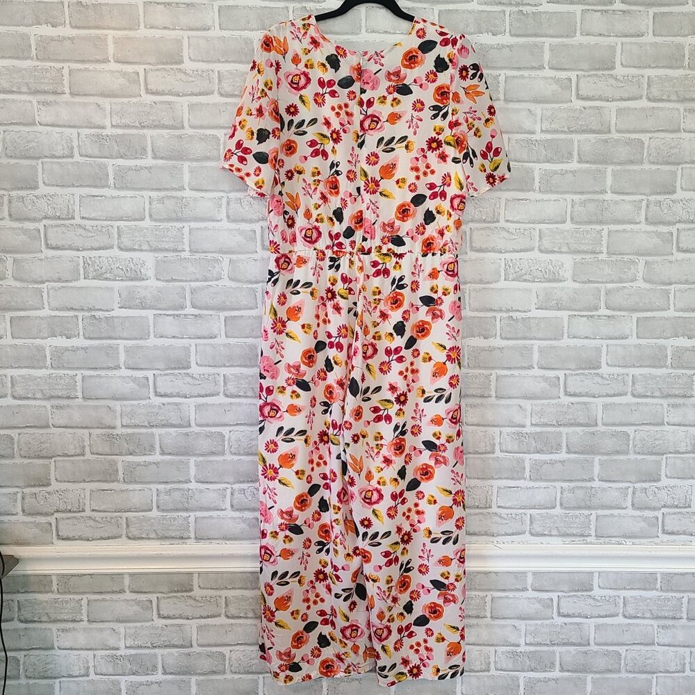 Sweetsalt Wide Leg Floral Jumpsuit Romper Feminine Romantic Modest NEW Large